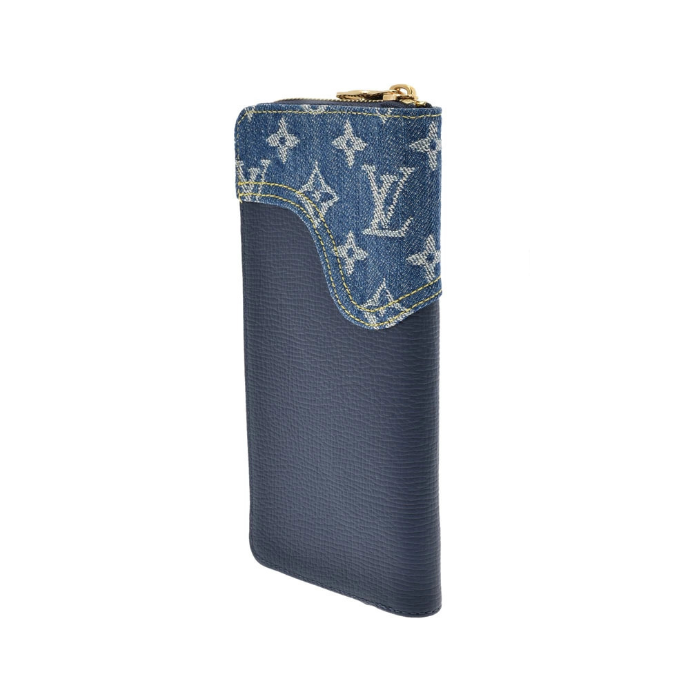 Louis Vuitton Monogram Long Denim Collaboration Blue Wallet Zippy NIGO Blue